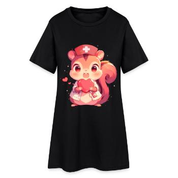 Écureuil Infirmière Soignante Médecin - Robe T-shirt Femme - noir - Devant