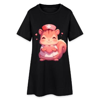 Docteur Écureuil Infirmière Infirmière - Robe T-shirt Femme - noir - Devant