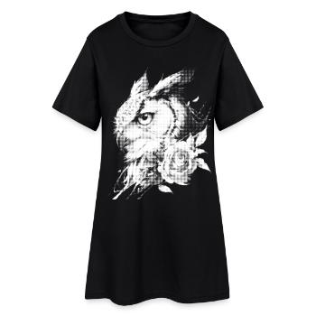 Rose hibou esthétique florale oiseau de nuit cadeau d’oiseau - Robe T-shirt Femme - noir - Devant