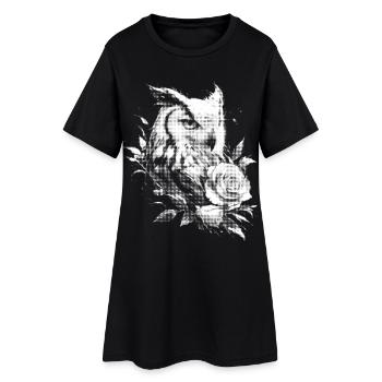 Blumen Rose Eule Ästhetik Nachteule Vogel Geschenk - Frauen T-Shirt-Kleid - Schwarz - Vorne