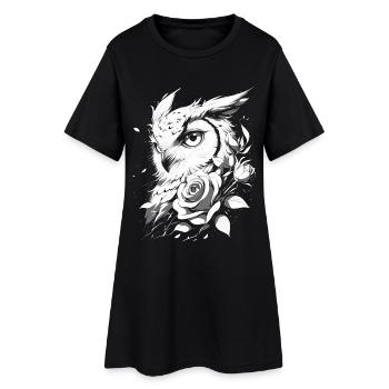 hibou Rose esthétique florale oiseau de nuit cadeau d’oiseau - Robe T-shirt Femme - noir - Devant