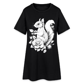 Fleurs d’écureuil Rose Esthétique Croissant - Robe T-shirt Femme - noir - Devant