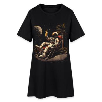 Astronaute Cocktail Pension Cadeau Retraité - Robe T-shirt Femme - noir - Devant