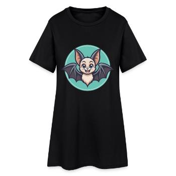 Chauve-souris kawaii dessin animé personnage animal visage d’animal - Robe T-shirt Femme - noir - Devant