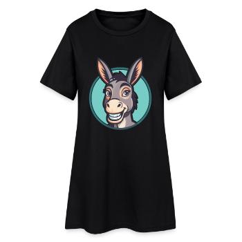 Âne Kawaii Dessin Animé Personnage Animal Visage D’animal - Robe T-shirt Femme - noir - Devant
