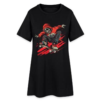 Skateboard amusant - Robe T-shirt Femme - noir - Devant