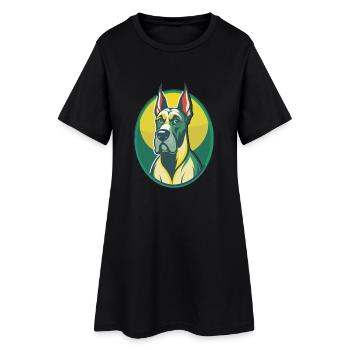 Dogue Allemand Chien Mignon Kawaii Dessin Animé Clipart Animal - Robe T-shirt Femme - noir - Devant