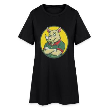 rhinocéros mignon kawaii dessin animé clipart animal de compagnie - Robe T-shirt Femme - noir - Devant