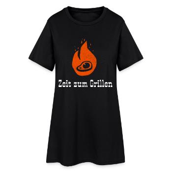 Zeit zum Grillen - Frauen T-Shirt-Kleid - Schwarz - Vorne