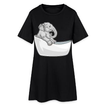 Baignoire de bain éléphant - Robe T-shirt Femme - noir - Devant