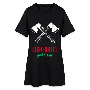 Sicherheit geht vor - Frauen T-Shirt-Kleid - Schwarz - Vorne