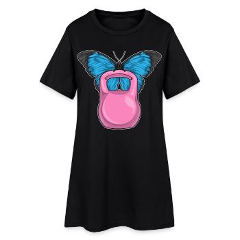 Bodybuilding papillon avec haltères - Robe T-shirt Femme - noir - Devant