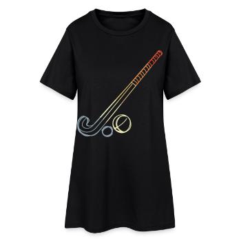Croquis de bâton et de balle de hockey sur gazon - Robe T-shirt Femme - noir - Devant