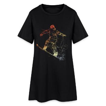 Vintage Snowboarder Drawing - Women’s T-Shirt Dress - black - Front