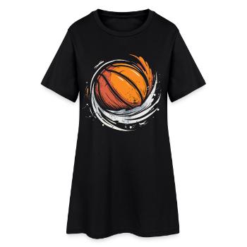Croquis de ballon de basket-ball - Robe T-shirt Femme - noir - Devant