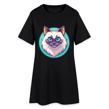 Birman Chat Race Dessin Animé Kawaii Animal Pet - Robe T-shirt Femme - noir - Devant