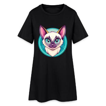 Siamese Cat Breed Cartoon Kawaii Animal Pet - Women’s T-Shirt Dress - black - Front