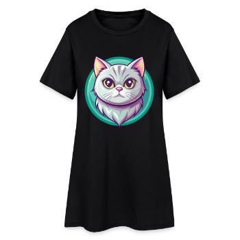 Anglais argent chat race dessin animé Kawaii Animal Pet - Robe T-shirt Femme - noir - Devant