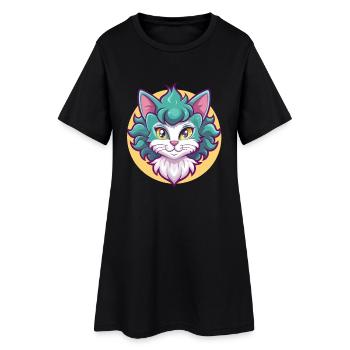 Laperm Chat Race Dessin Animé Kawaii Animal Pet - Robe T-shirt Femme - noir - Devant