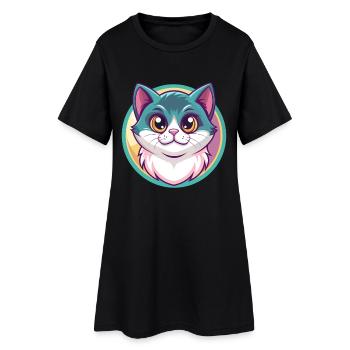 Munchkin Cat Breed Cartoon Kawaii Animal Pet - Women’s T-Shirt Dress - black - Front
