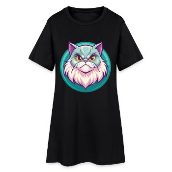 Persian Cat Breed Cartoon Kawaii Animal Pet - Women’s T-Shirt Dress - black - Front