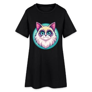 Ragdoll Chat Race Dessin Animé Kawaii Animal Pet - Robe T-shirt Femme - noir - Devant