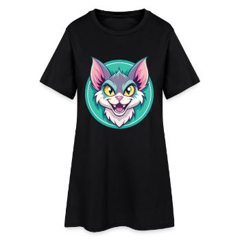 Lykoi Cat Breed Cartoon Kawaii Animal Pet - Women’s T-Shirt Dress - black - Front