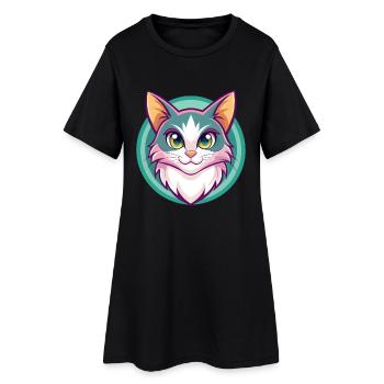 Turc Van Chat Race Dessin Animé Kawaii Animal Pet - Robe T-shirt Femme - noir - Devant