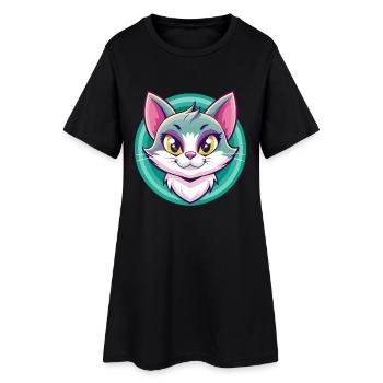 Kanaani Chat Race Dessin Animé Kawaii Animal Animal Pet - Robe T-shirt Femme - noir - Devant
