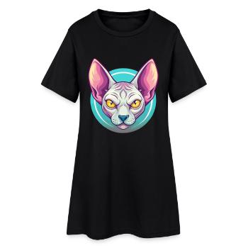 Don Sphynx Chat Race Dessin Animé Kawaii Animal Pet - Robe T-shirt Femme - noir - Devant