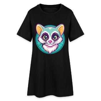 Ringtail américain chat race dessin animé Kawaii Animal - Robe T-shirt Femme - noir - Devant