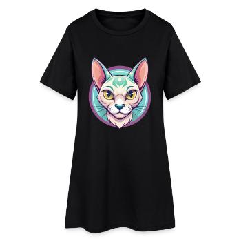 Singapura Cat Breed Cartoon Kawaii Animal Pet - Women’s T-Shirt Dress - black - Front