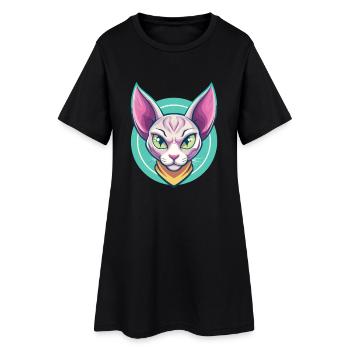 Foldex Chat Race Dessin Animé Kawaii Animal Pet - Robe T-shirt Femme - noir - Devant