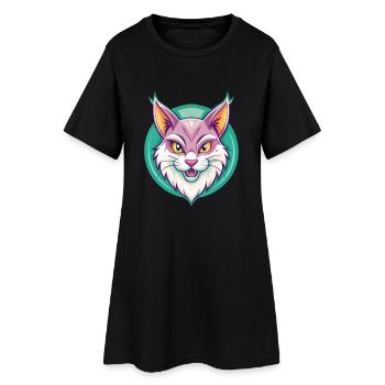 Cymric Cat Breed Cartoon Kawaii Animal Pet - Women’s T-Shirt Dress - black - Front