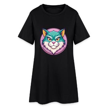 Chypre Chat Race Dessin Animé Kawaii Animal Animal Pet - Robe T-shirt Femme - noir - Devant
