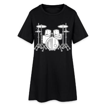Drum Set Zeichnung - Frauen T-Shirt-Kleid - Schwarz - Vorne