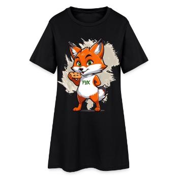 Renard aux biscuits - Robe T-shirt Femme - noir - Devant