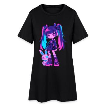 Mignon Kawaii Anime Fille Grunge Goth Lapin Gothique - Robe T-shirt Femme - noir - Devant