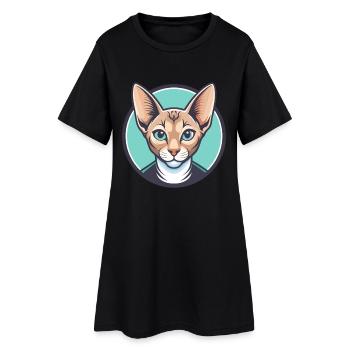 Brasilianisch Kurzhaar Katze Rasse Cartoon Kawaii Haustier - Frauen T-Shirt-Kleid - Schwarz - Vorne