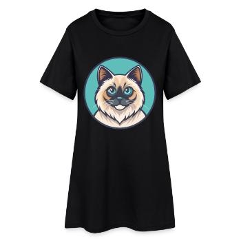 Birman Chat Race Dessin Animé Kawaii Animal Pet - Robe T-shirt Femme - noir - Devant