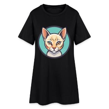 Burmilla Chat Race Dessin Animé Kawaii Animal Pet - Robe T-shirt Femme - noir - Devant