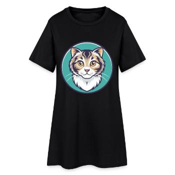 American Curl Chat Race Dessin Animé Kawaii Animal Pet - Robe T-shirt Femme - noir - Devant