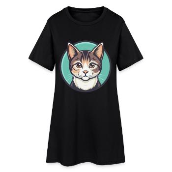 Chat domestique race dessin animé Kawaii Animal Pet - Robe T-shirt Femme - noir - Devant