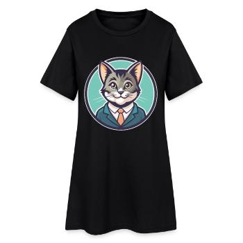 Foldex Chat Race Dessin Animé Kawaii Animal Pet - Robe T-shirt Femme - noir - Devant
