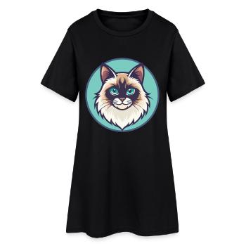 Neva Maskerade Katze Rasse Cartoon Kawaii Tier - Frauen T-Shirt-Kleid - Schwarz - Vorne