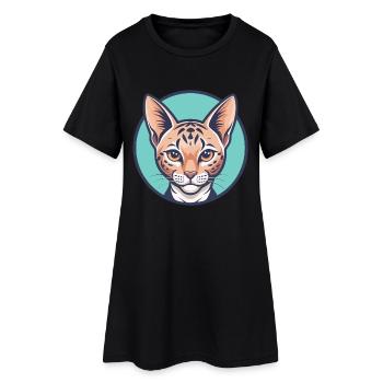 Ocicat Chat Race Dessin Animé Kawaii Animal Animal Pet - Robe T-shirt Femme - noir - Devant