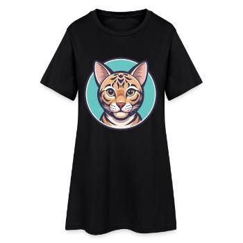 Bengal Chat Race Dessin Animé Kawaii Animal Pet - Robe T-shirt Femme - noir - Devant