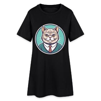 Anglais argent chat race dessin animé Kawaii Animal Pet - Robe T-shirt Femme - noir - Devant