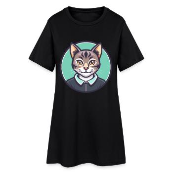 Chypre Chat Race Dessin Animé Kawaii Animal Animal Pet - Robe T-shirt Femme - noir - Devant