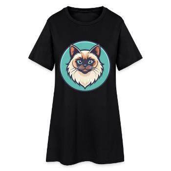 Himalayan Chat Race Dessin Animé Kawaii Animal Animal Pet - Robe T-shirt Femme - noir - Devant